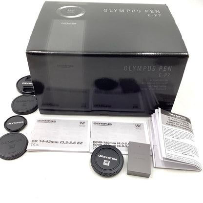 【全額返金保証】【最速発送】OLYMPUS デジタル一眼 PEN E-P7 EZダブルズームキット ホワイト 美品 動作確認済