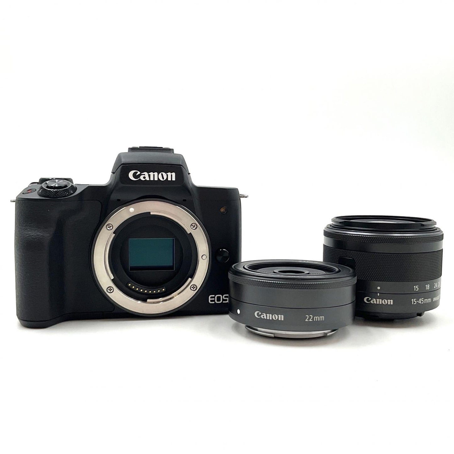 【全額返金保証】【最速発送】Canon デジタル一眼 EOS Kiss M ダブルレンズキット ブラック 美品 動作確認済