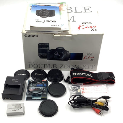 【全額返金保証】【最速発送】Canon デジタル一眼 EOS Kiss X5 ダブルズームキット ブラック 美品 動作確認済