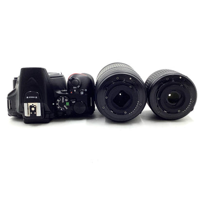 【全額返金保証】【最速発送】Nikon デジタル一眼 D5600 ダブルズームキット ブラック 美品 動作確認済