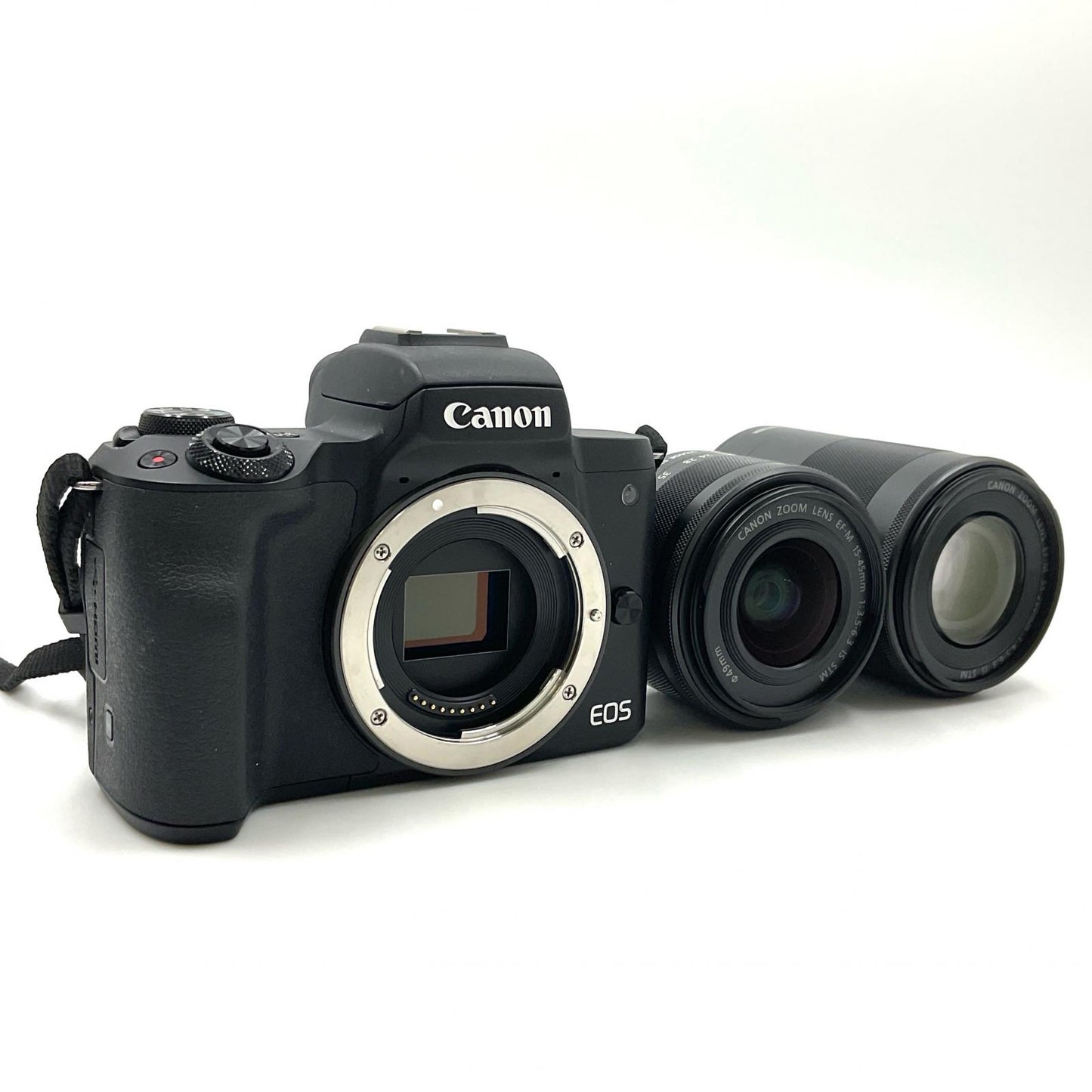 【全額返金保証】【最速発送】Canon デジタル一眼 　EOS Kiss M2 ダブルズームキット ブラック 動作確認済