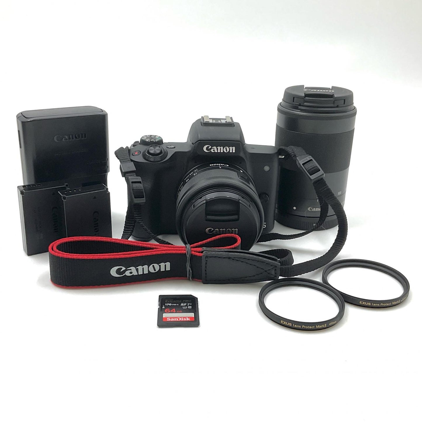 【全額返金保証】【最速発送】Canon デジタル一眼 　EOS Kiss M2 ダブルズームキット ブラック 動作確認済