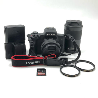 【全額返金保証】【最速発送】Canon デジタル一眼 　EOS Kiss M2 ダブルズームキット ブラック 動作確認済