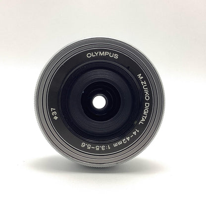 【全額返金保証】【最速発送】OLYMPUS M.ZUIKO DIGITAL ED 14-42mm F3.5-5.6 EZ [シルバー] 動作確認済