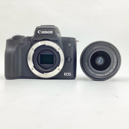 【全額返金保証】【最速発送】Canon デジタル一眼 EOS Kiss M2 EF-M15-45 IS STM レンズキット [ブラック] 美品 動作確認済