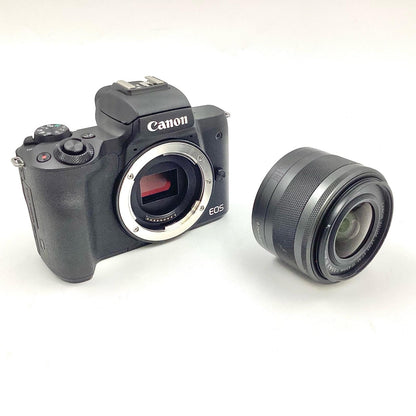 【全額返金保証】【最速発送】Canon デジタル一眼 EOS Kiss M2 EF-M15-45 IS STM レンズキット [ブラック] 美品 動作確認済