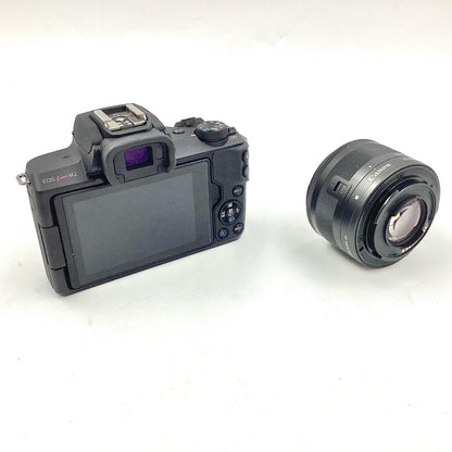 【全額返金保証】【最速発送】Canon デジタル一眼 EOS Kiss M2 EF-M15-45 IS STM レンズキット [ブラック] 美品 動作確認済