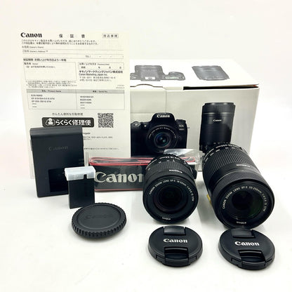 【全額返金保証】【最速発送】Canon デジタル一眼 EOS 9000D ダブルズームキット ブラック 美品 動作確認済