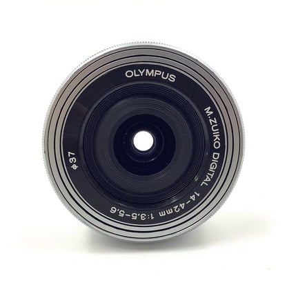 【全額返金保証】【最速発送】OLYMPUS M.ZUIKO DIGITAL ED 14-42mm F3.5-5.6 EZ　シルバー 動作確認済