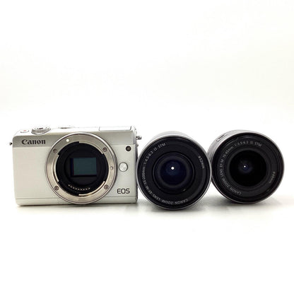 【全額返金保証】【最速発送】Canon デジタル一眼 EOS M100 ダブルズームキット [ホワイト] 動作確認済