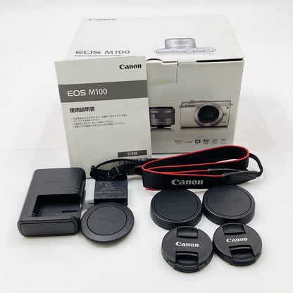【全額返金保証】【最速発送】Canon デジタル一眼 EOS M100 ダブルズームキット [ホワイト] 動作確認済