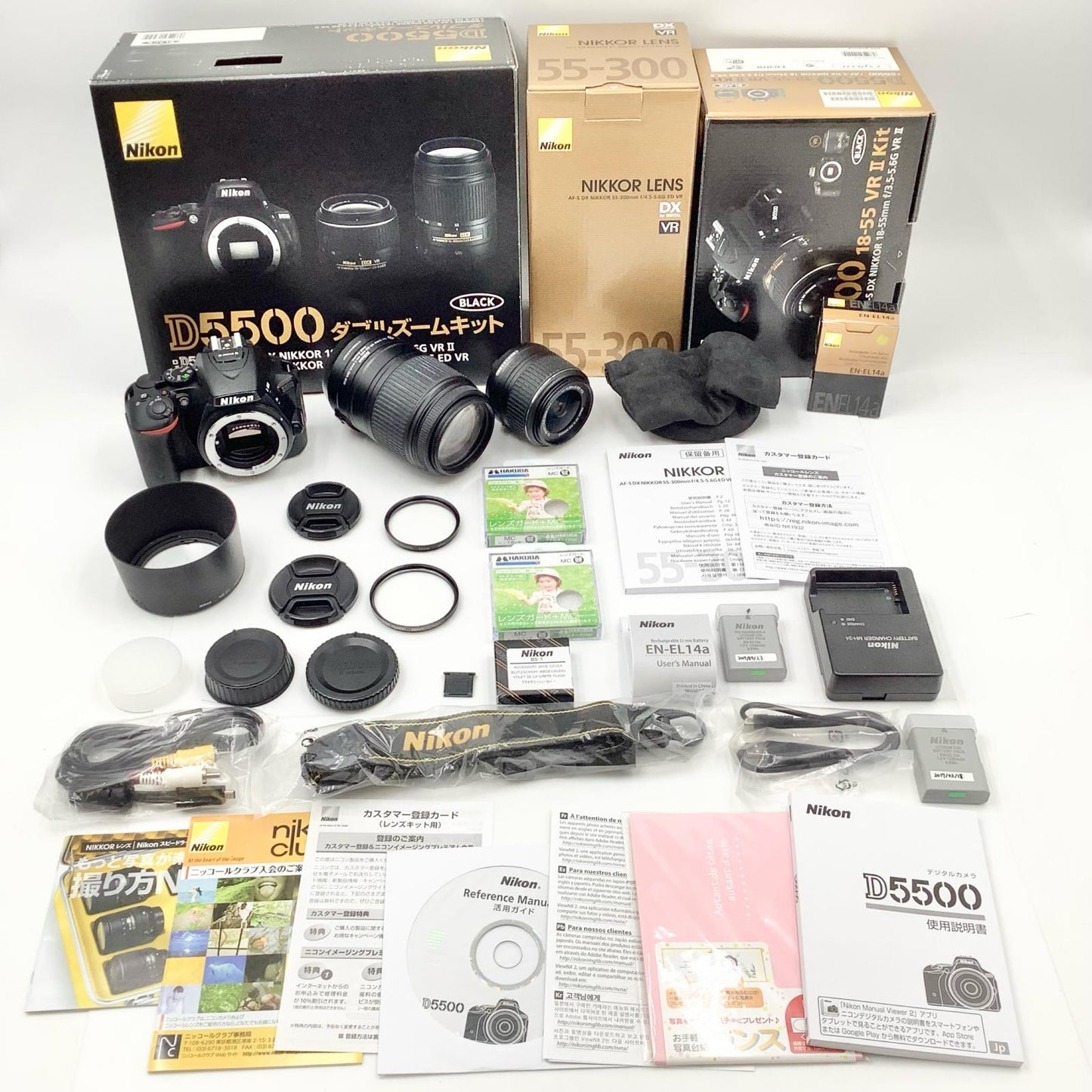 【全額返金保証】【最速発送】Nikon デジタル一眼 D5500 ダブルズームキット ブラック 動作確認済
