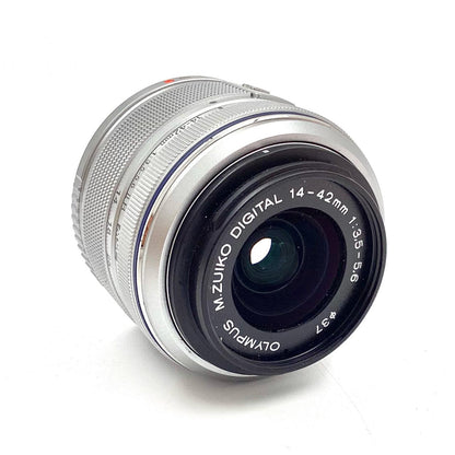 【全額返金保証】【最速発送】OLYMPUS M.ZUIKO DIGITAL 14-42mm F3.5-5.6 II R [シルバー] 動作確認済