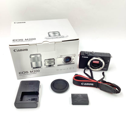 【全額返金保証】【最速発送】Canon デジタル一眼 EOS M200 ボディ ブラック 美品 動作確認済