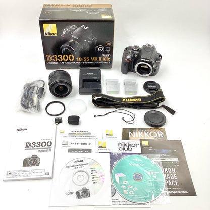 【全額返金保証】【最速発送】Nikon デジタル一眼 D3300 18-55 VRII レンズキット ブラック 動作確認済