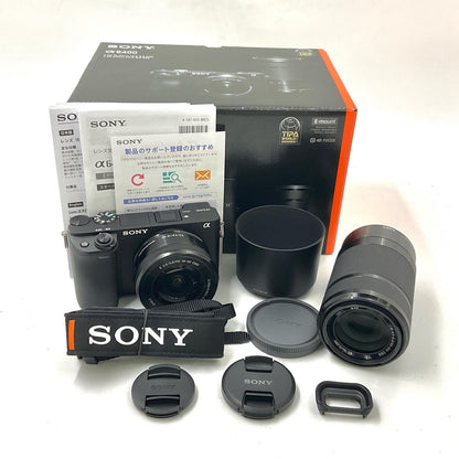 【全額返金保証】【最速発送】Sony デジタル一眼 α6400 ILCE-6400Y ダブルズームレンズキット ブラック 動作確認済