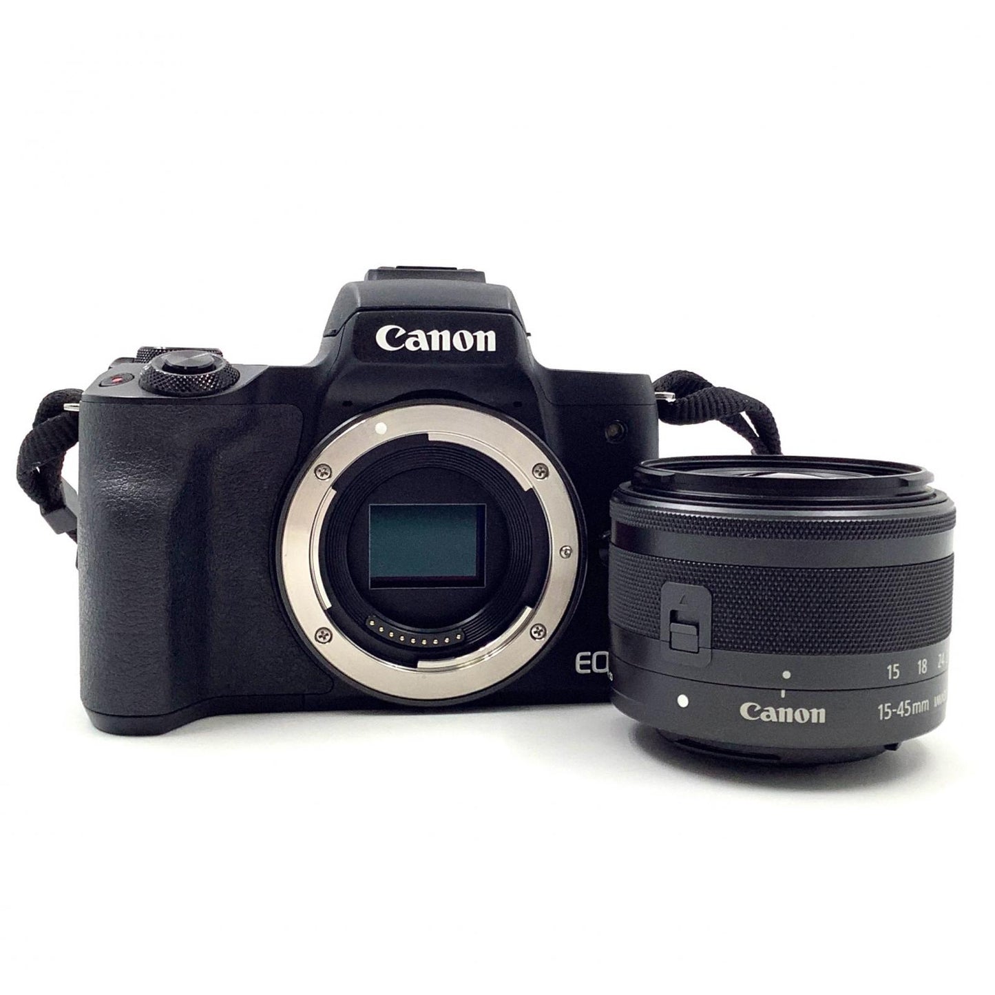 【全額返金保証】【最速発送】Canon デジタル一眼 EOS Kiss M EF-M15-45 IS STM レンズキット ブラック 動作確認済