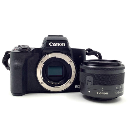 【全額返金保証】【最速発送】Canon デジタル一眼 EOS Kiss M EF-M15-45 IS STM レンズキット ブラック 動作確認済