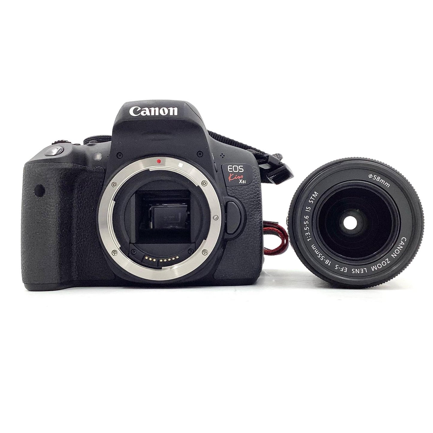 【全額返金保証】【最速発送】Canon デジタル一眼 EOS Kiss X8i EF-S18-55 IS STM レンズキット ブラック 美品 動作確認済