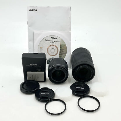 【全額返金保証】【最速発送】Nikon デジタル一眼 D5300 AF-P ダブルズームキット ブラック 動作確認済