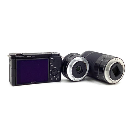 【全額返金保証】【最速発送】Sony デジタル一眼 VLOGCAM ZV-E10Y ダブルズームレンズキット [ブラック] 美品 動作確認済