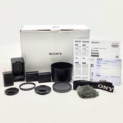 【全額返金保証】【最速発送】Sony デジタル一眼 VLOGCAM ZV-E10Y ダブルズームレンズキット [ブラック] 美品 動作確認済