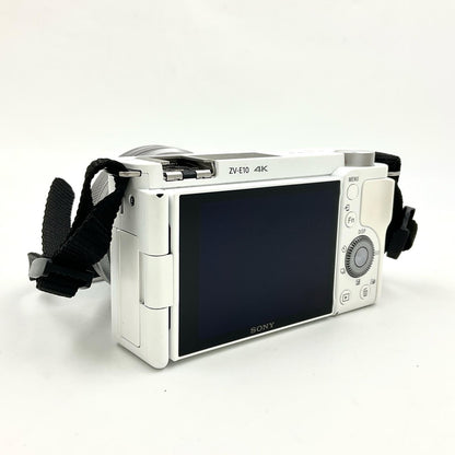 【全額返金保証】【最速発送】Sony デジタル一眼 VLOGCAM ZV-E10Y ダブルズームレンズキット [ホワイト] 動作確認済