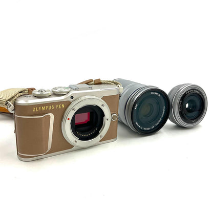 【全額返金保証】【最速発送】OLYMPUS デジタル一眼 PEN E-PL9 EZダブルズームキット [ブラウン] 美品 動作確認済
