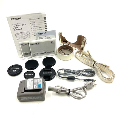 【全額返金保証】【最速発送】OLYMPUS デジタル一眼 PEN E-PL9 EZダブルズームキット [ブラウン] 美品 動作確認済
