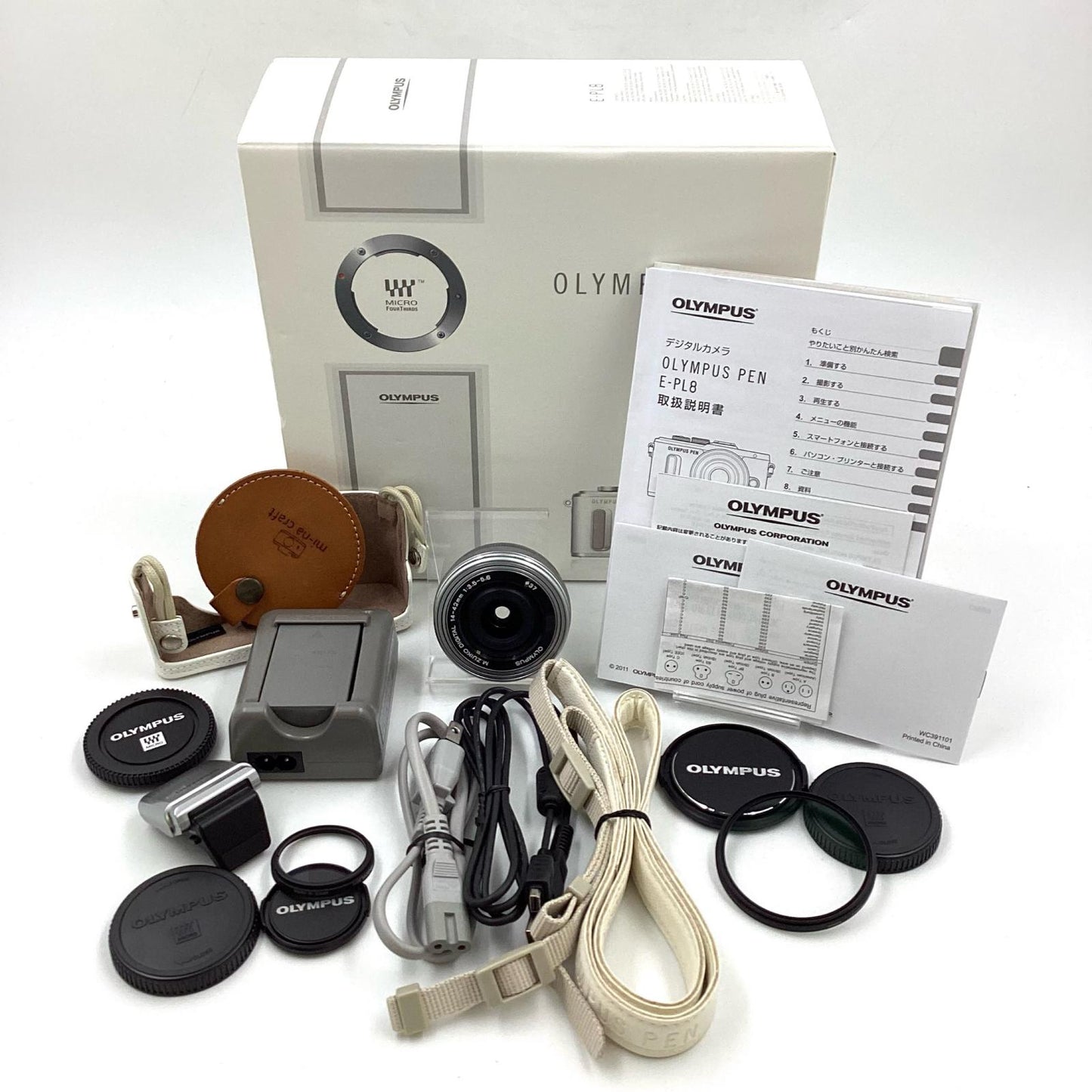 【全額返金保証】【最速発送】OLYMPUS デジタル一眼 PEN E-PL8 EZダブルズームキット ホワイト 美品 動作確認済