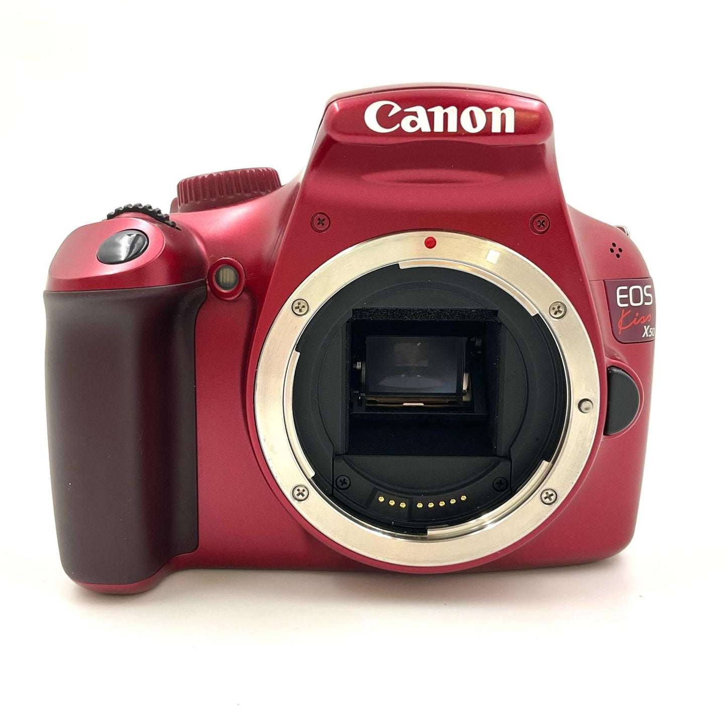 【全額返金保証】【最速発送】Canon デジタル一眼 EOS Kiss X50 EF-S18-55 IS II レンズキット [レッド] 動作確認済
