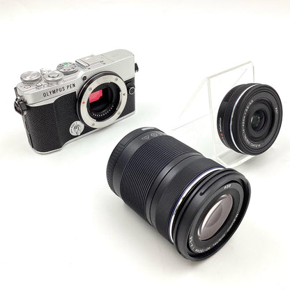 【全額返金保証】【最速発送】OLYMPUS デジタル一眼 PEN E-P7 EZダブルズームキット シルバー 超美品 動作確認済