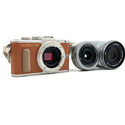 【全額返金保証】【最速発送】OLYMPUS デジタル一眼 OLYMPUS PEN E-PL8 EZダブルズームキット [ブラウン] ブラウン 超美品 動作確認済