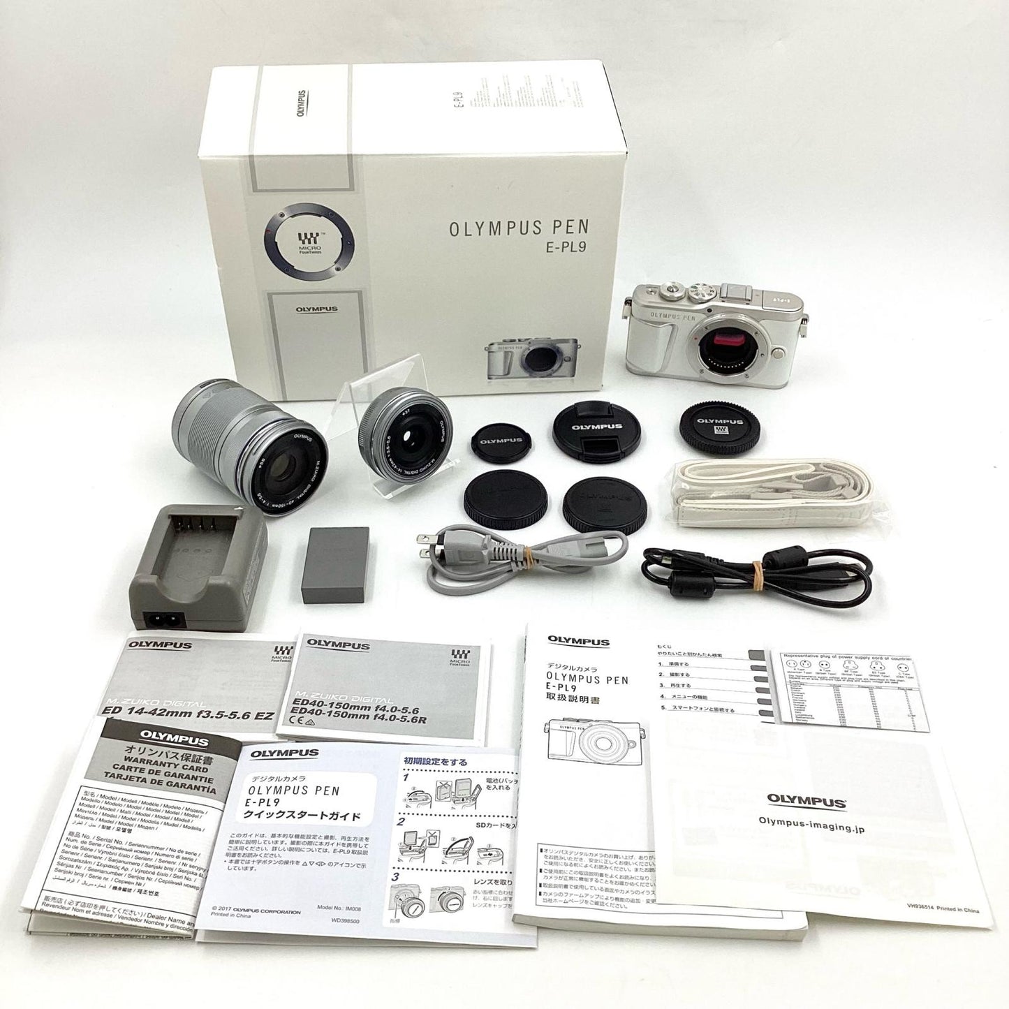 【全額返金保証】【最速発送】OLYMPUS デジタル一眼 PEN E-PL9 EZダブルズームキット ホワイト 美品 動作確認済