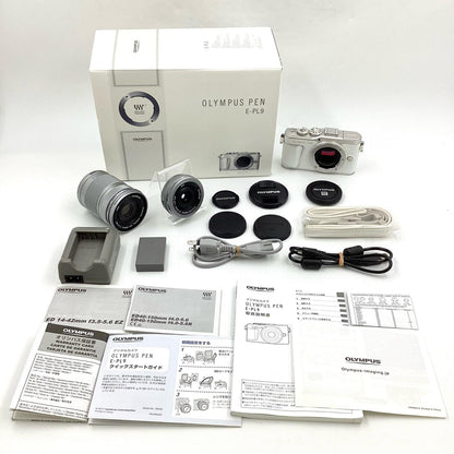 【全額返金保証】【最速発送】OLYMPUS デジタル一眼 PEN E-PL9 EZダブルズームキット ホワイト 美品 動作確認済