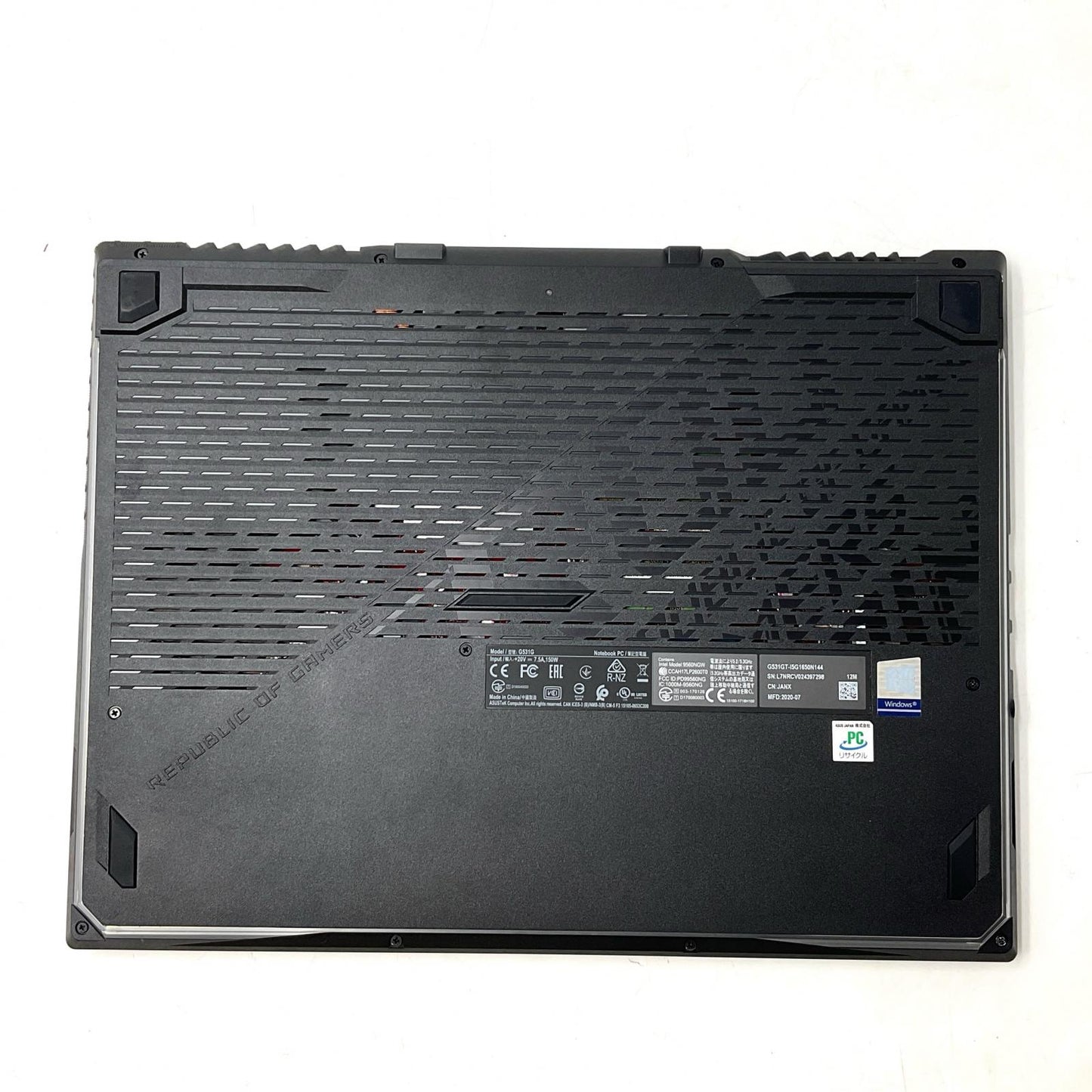 【全額返金保証】【最速発送】ASUS ROG Strix G G531G intel core i5-9300H 16GB M.2 SSD 512GB NVIDIA GeForce GTX 1650 74% 動作確認済