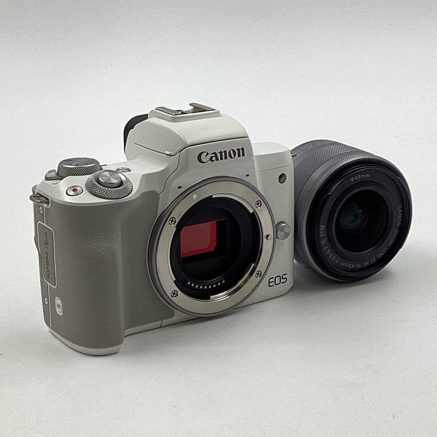 【全額返金保証】【最速発送】Canon デジタル一眼 EOS Kiss M2 EF-M15-45 IS STM レンズキット ホワイト 美品 動作確認済