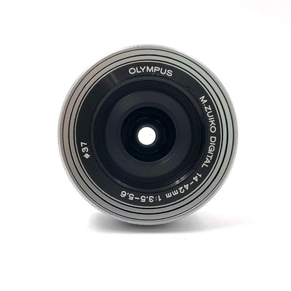 【全額返金保証】【最速発送】OLYMPUS M.ZUIKO DIGITAL ED 14-42mm F3.5-5.6 EZ [シルバー] 動作確認済