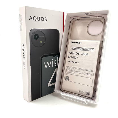 【全額返金保証】【最速発送】SHARP AQUOS wish4 64GB ブラック 楽天モバイル SIMフリー SH-M27 白ロム 美品 動作確認済