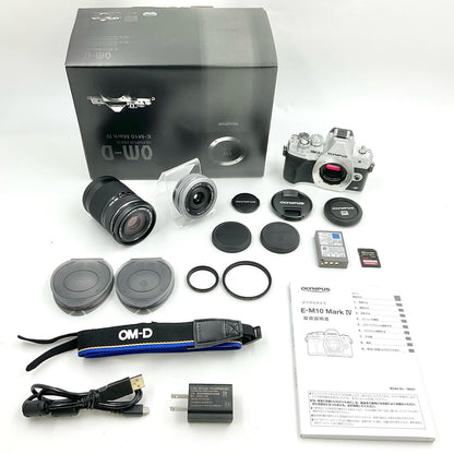 【全額返金保証】【最速発送】OLYMPUS デジタル一眼 OM-D E-M10 Mark IV EZダブルズームキット シルバー 美品 動作確認済