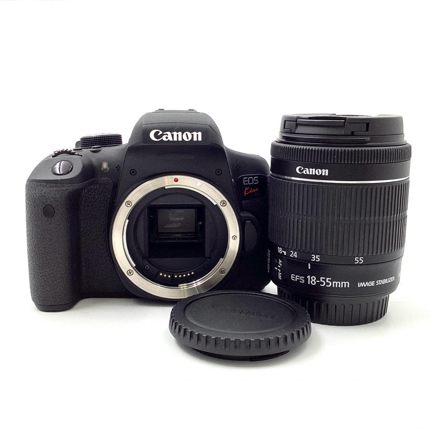 【全額返金保証】【最速発送】Canon デジタル一眼 EOS Kiss X8i EF-S18-55 IS STM レンズキット ブラック 美品 動作確認済
