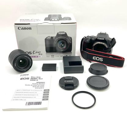 【全額返金保証】【最速発送】Canon デジタル一眼 EOS Kiss X10 EF-S18-55 IS STM レンズキット [ブラック] ブラック 美品 動作確認済