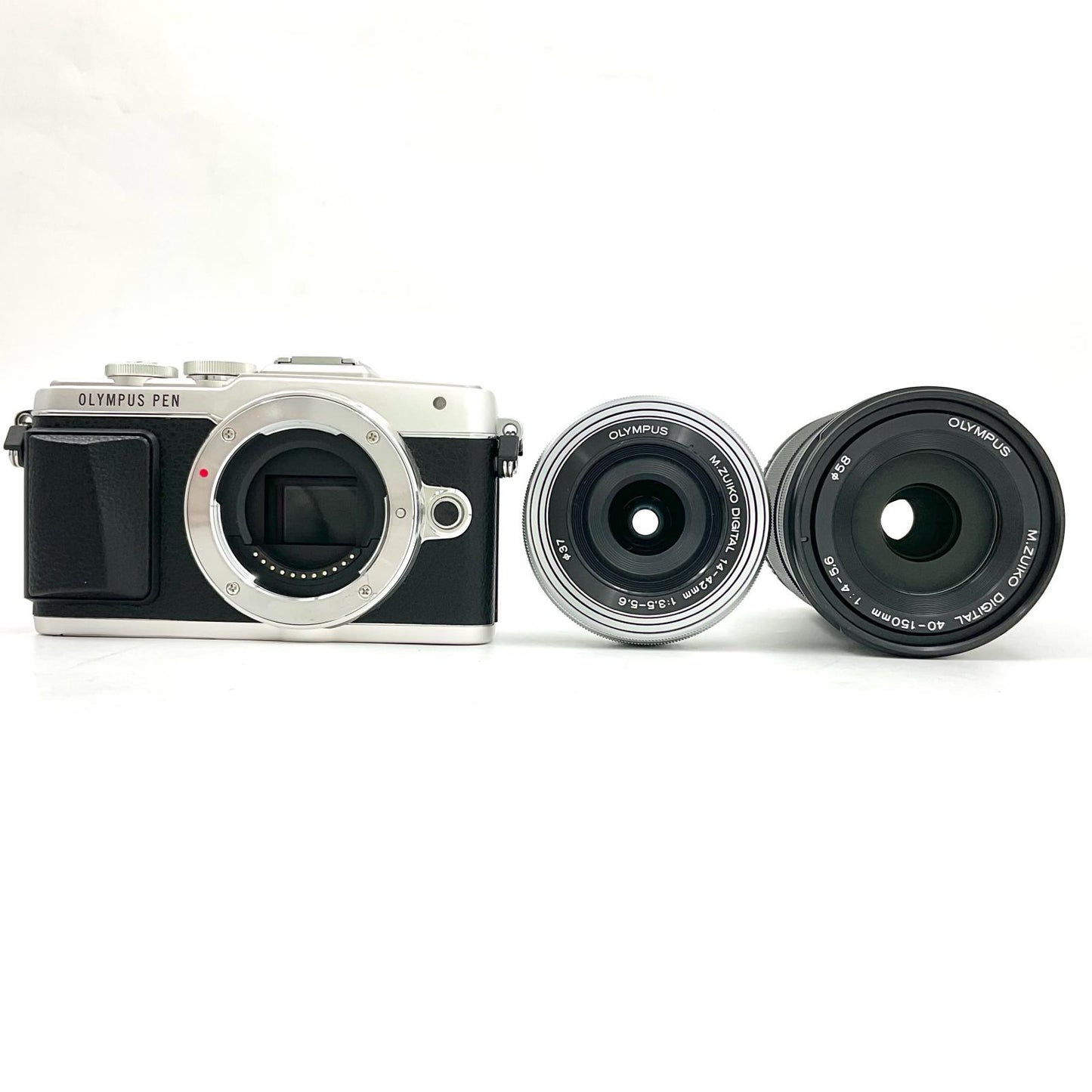 【全額返金保証】【最速発送】OLYMPUS デジタル一眼 PEN Lite E-PL7 EZダブルズームキット シルバー 美品 動作確認済
