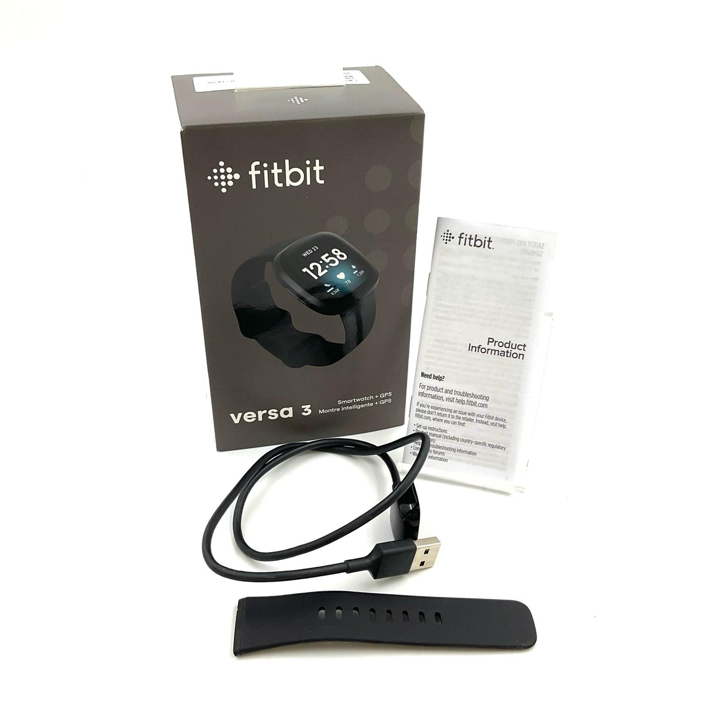 【全額返金保証】【最速発送】fitbit Versa 3 FB511BKBK-FRCJK 動作確認済