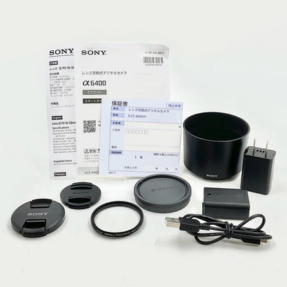 【全額返金保証】【最速発送】Sony デジタル一眼 α6400 ILCE-6400Y ダブルズームレンズキット [ブラック] 超美品 動作確認済