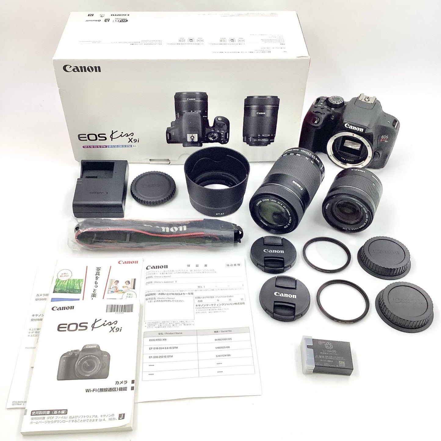 【全額返金保証】【最速発送】Canon デジタル一眼 EOS Kiss X9i ダブルズームキット ブラック 動作確認済