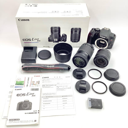 【全額返金保証】【最速発送】Canon デジタル一眼 EOS Kiss X9i ダブルズームキット ブラック 動作確認済