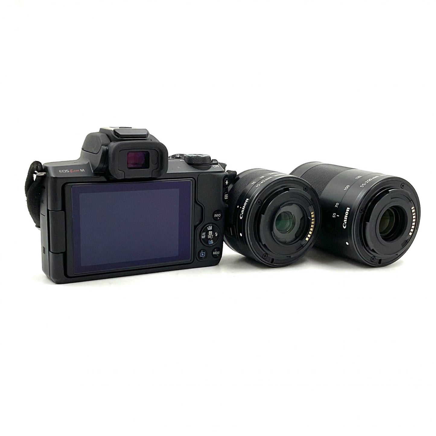 【全額返金保証】【最速発送】Canon デジタル一眼 EOS Kiss M ダブルズームキット ブラック 動作確認済