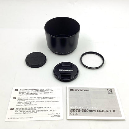 【全額返金保証】【最速発送】OLYMPUS M.ZUIKO DIGITAL ED 75-300mm F4.8-6.7 II [ブラック] 動作確認済