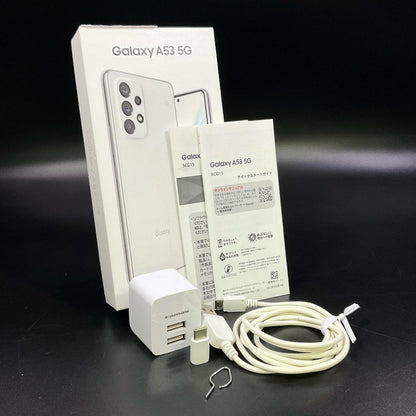 【全額返金保証】【最速発送】SAMSUNG Galaxy A53 5G 128GB オーサムホワイト au SCG15 動作確認済